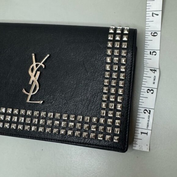 Saint Laurent Black Calfskin Silver Studded Clutch CB801 – Rare & Authentic - Picture 4 of 17